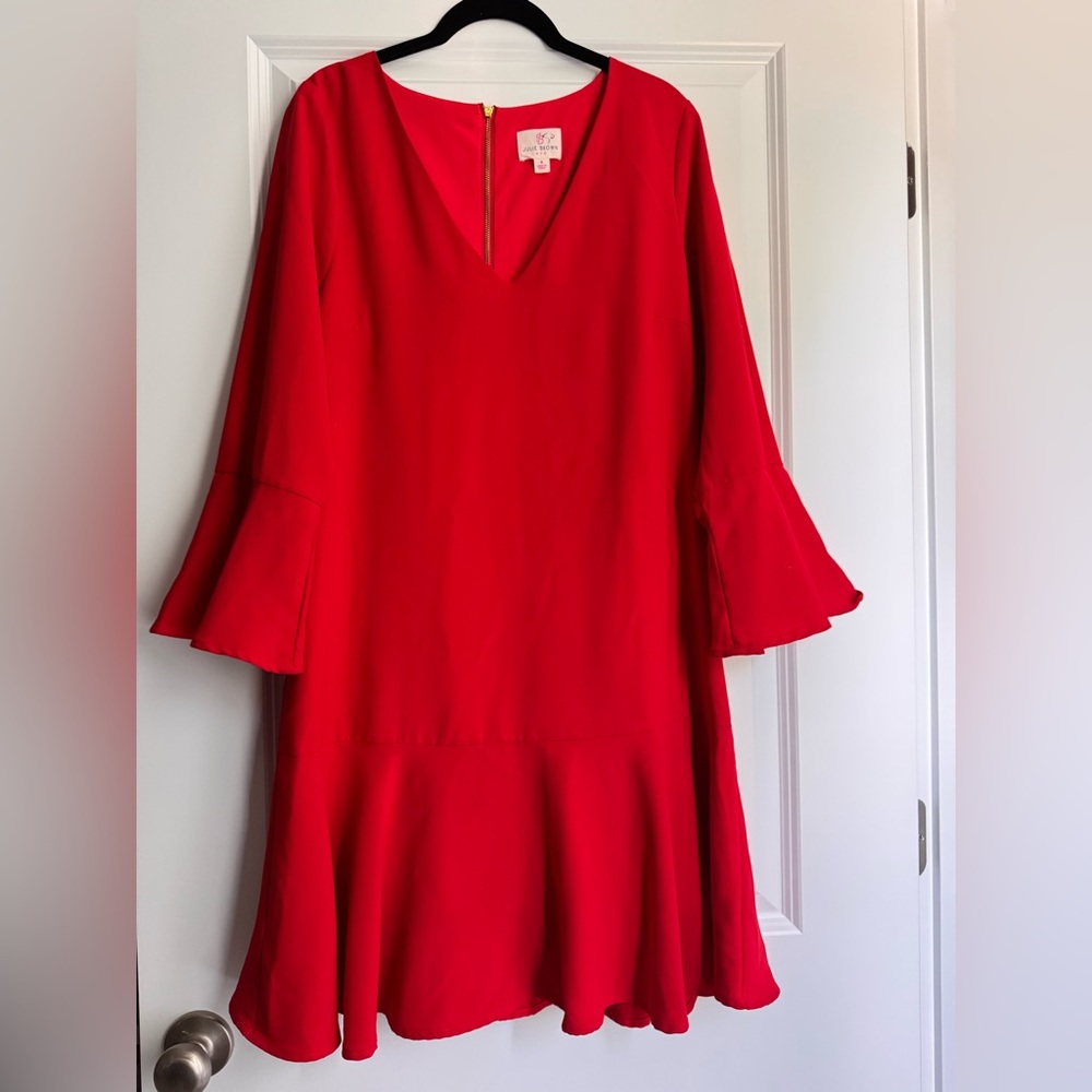 JB by Julie Brown Red Bell Sleeve V-Neck Cocktail Dress